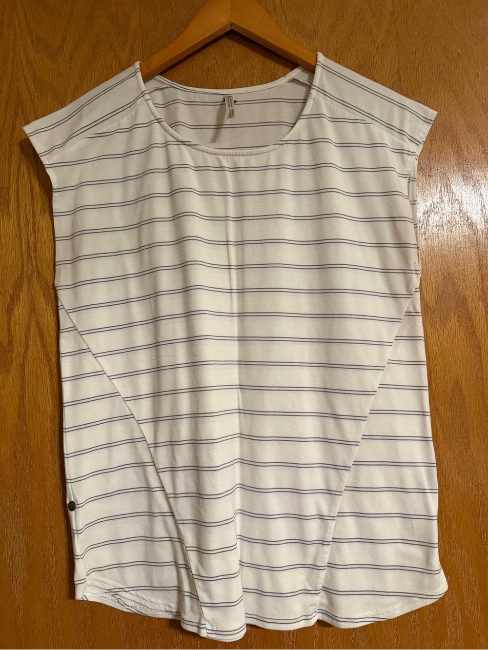 Kuhl Cream Tank Top with Thin Navy Stripes